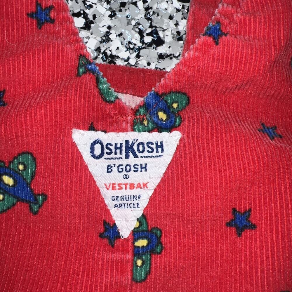 Oshkosh B'Gosh Baby Overalls 6-9M Baby Plane Airplane Corduroy Footed Vintage - Picture 4 of 7